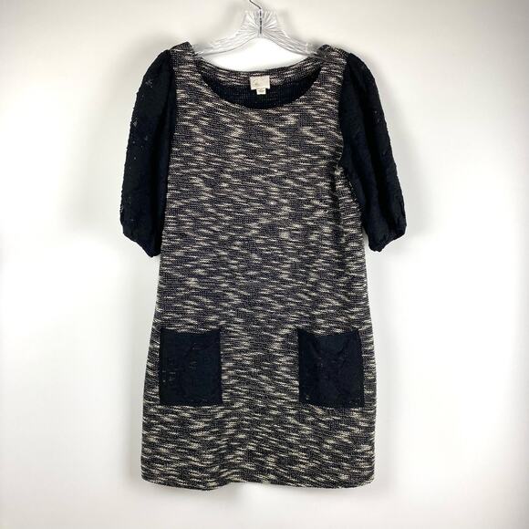 Postmark Anthropologie Shift Dress Tunic Knit Space Dye Black Size Small - Picture 3 of 11